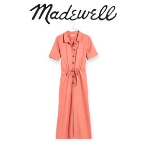 Madewell Strawberry Custard Utility Jumpsuit Wide Leg Cotton Drawstring Size 4